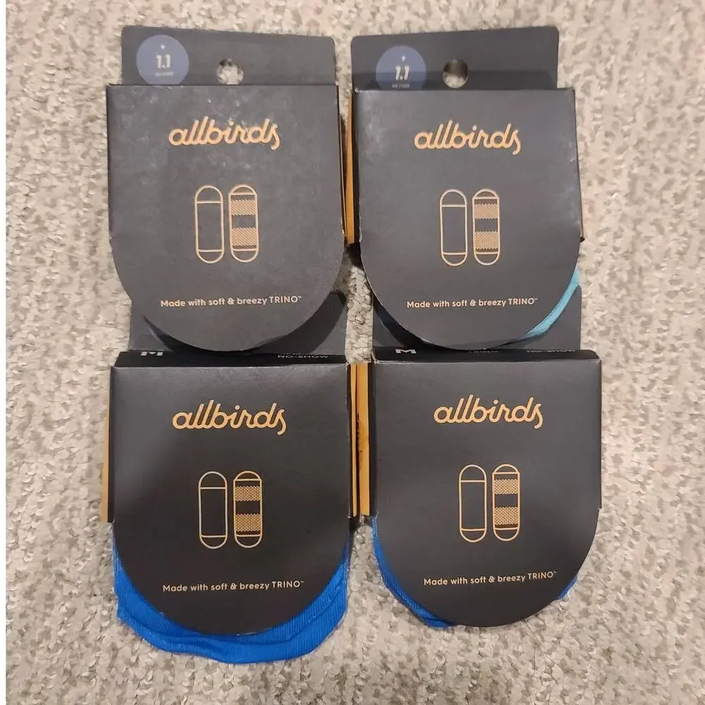 NWT allbirds Trino Sprinters No Show Socks LOT of 4 - LARGE - Mens 9-12 / W 11